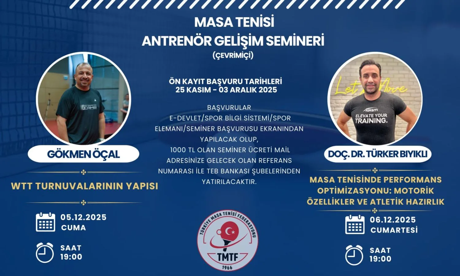 Masa Tenisi Antrenör Gelişim Seminerleri Başlıyor!!!